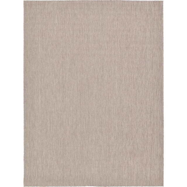 Unique Loom Solid Collection Casual Transitional Indoor and Outdoor Flatweave Area Rug, 9' x 12', Beige/Gray
