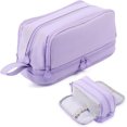 thumbnail image 1 of Estuche para Lapices de Gran Capacidad con 4 Compartimientos, Organizador de Papelería para Oficina Trabajo (Morado), 1 of 4