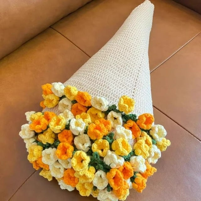 Handmade Crochet Flower Bundle Blanket Soft Lightweight Knitted Parabolic Blanket for Home Decoration Day Birthday DIY Material Package Comforting Accessory