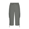 thumbnail image 3 of Cargo Capri Pants for Women Casual Lightweight Stretchy Work Cropped Pants Fashion Loose Drawstring Outdoor Travel Capris with Pockets, 3 of 6