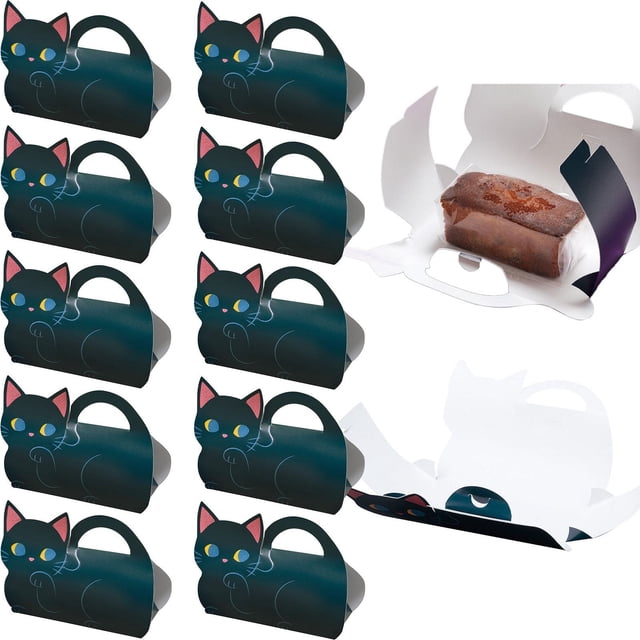 10 Pcs Boîtes à Gable pour Fête Boîtes Cadeaux Attrayantes avec Poignée Résistante à la Graisse Boîtes en Papier Noir pour Événements Spéciaux Ou Fêtes