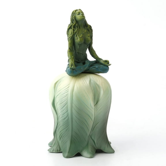 Veronese Design 5 3/4" Mother Earth Gaia Sitting Meditation Pose Flower Bell Resin Figurine