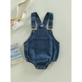 thumbnail image 2 of Cenuakty Baby Denim Romper, Sleeveless Solid Button Closure Bodysuit with Pocket for Girls Boys, 2 of 8