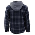 thumbnail image 5 of Men's Heavyweight Flannel Zip Up Fleece Lined Plaid Sherpa Hoodie Jacket (#902 D.Blue/D.Grey, 2XL), 5 of 5