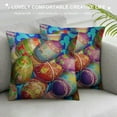 thumbnail image 3 of Awypu Easter Pillow Case Colorful Eggs Flowers Leaves Polka Dot Circles On Pillow Cover Decorative Square Cushion Accent for Christmas Sofa Chair, 3 of 5