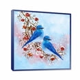 thumbnail image 3 of Designart 'Two Blue Birds Sitting On A Branch With Berries In Winter' Traditional Framed Canvas Wall Art Print, 3 of 4