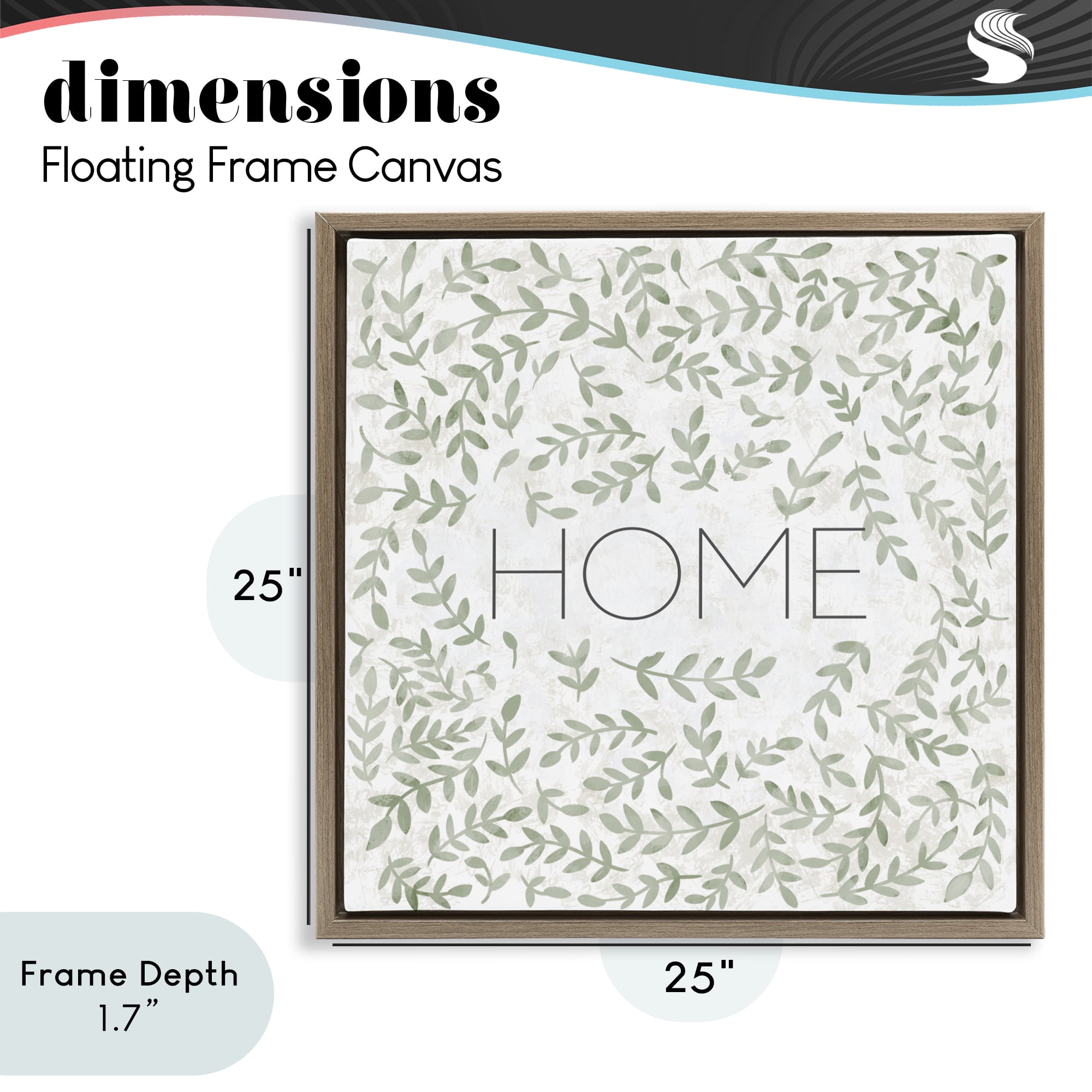 Stupell Industries Curved Ivy Sprigs Greenery Brown Framed Floater Canvas Wall Art, design by SD Graphics Studio
