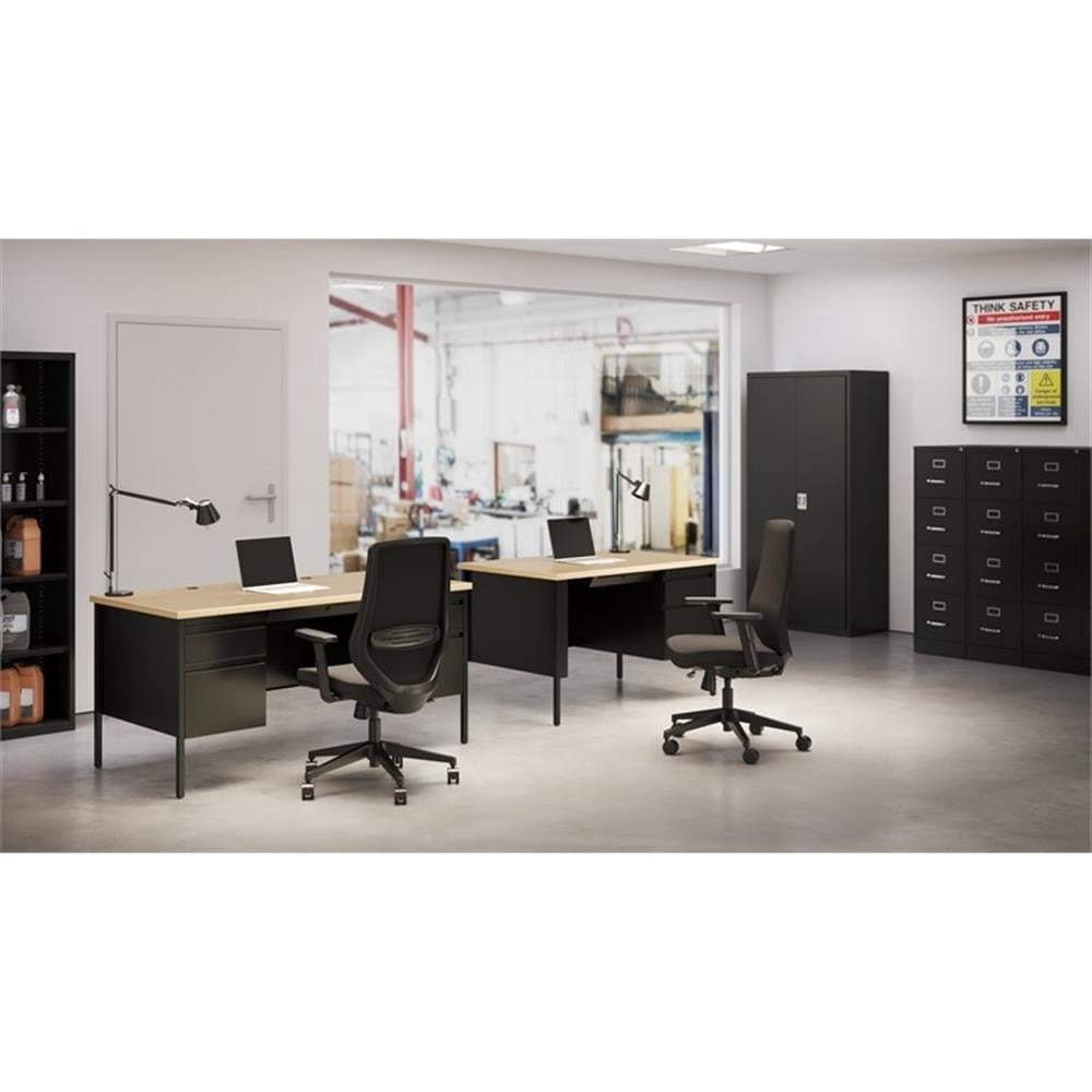 Bowery Hill 25" 4-Drawer Metal Letter Width Vertical Filing Cabinet in Black