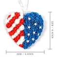 thumbnail image 3 of FastXmas July 4th Patriotic Americana Wreath Boxwood Handcrafted Memorial Day Wreath Festival Garland Decoration Front Door Wall Home 250th Anniversary Decor, Heart Shape, 8.6*18.6 Inch, 3 of 9