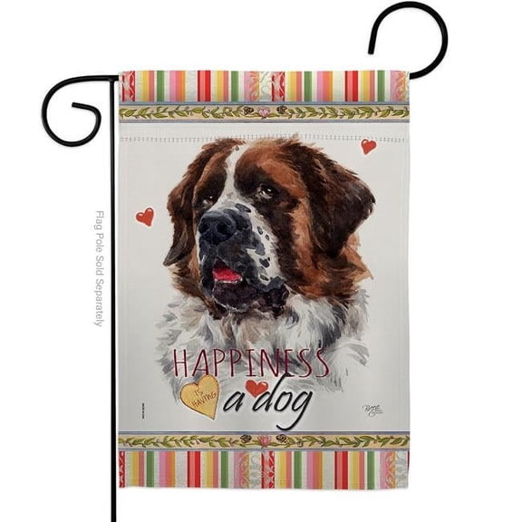 Breeze Decor G160226-BO 13 x 18.5 in. Dog St. Bernard Happiness Double-Sided Decorative Vertical Garden Flag