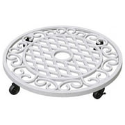 Panacea 17" Round Cast Iron Wheeled Plant Caddy, Assorted Colors (No Color Choice)