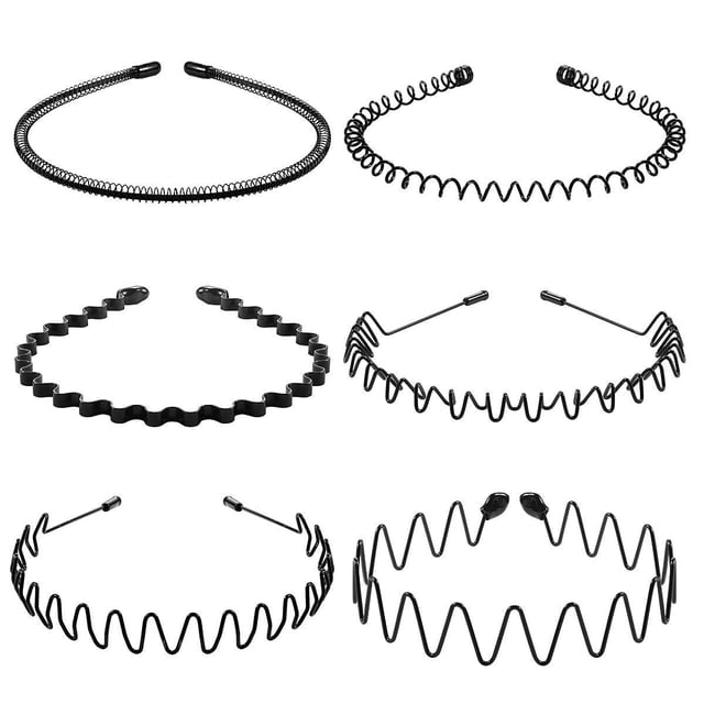 6 diademas onduladas unisex de metal para el pelo, accesorios para el pelo comunes para mujeres y hombres