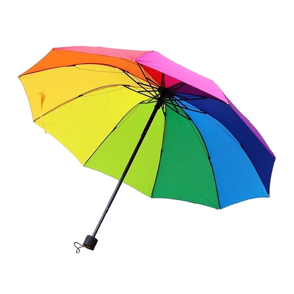 Shoreew Extra Large Rainbow Folding Umbrella Sun Blocking UV Protection Umbrella Waterproof Windproof 10 Ribs Kids Adults Sun Rain Umbrella