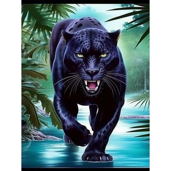 DIY 5D Diamond Painting Kit (for Adults) Diamond Painting "Leopard, Beast" - Full Diamond Crystal Rhinestone Embroidery Craft Kit, Can be Used as Gift, Wall Decoration
