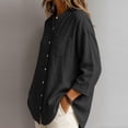 thumbnail image 5 of Aboser Cotton Linen Blouses for Women Dressy Casual Long Sleeve Shirts Button Down Blouse Classic Fitted Crewneck Tops Lightweight Lounging Shirt, 5 of 7