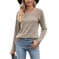 thumbnail image 4 of Fangasis Women T Shirt Square Neck Tunic Tops Long Sleeve Pullover Ladies Casual Blouse Loose Dailywear Tee Khaki XL, 4 of 6