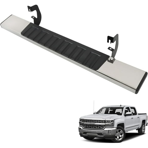 labwork 6 Inches Chrome Black Running Boards Bars Side Steps Plastic and Steel Replacement for 2007-2018 Silverado Sierra 1500 2500HD 3500HD Regular Cab