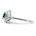 thumbnail image 4 of Sterling Silver Rhodium-plated Created Emerald & Diamond Ring, 4 of 6