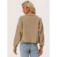 thumbnail image 4 of DARING DIVA Women's Waffle Shacket Pocket Collared Shirt Jackets XS Khaki, 4 of 6