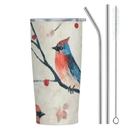 

Patifu Birds Tree Branch Berries 20oz Car Tumbler with Straw 304 Stainless Steel Thermal Cup for Home Outdoor 20oz