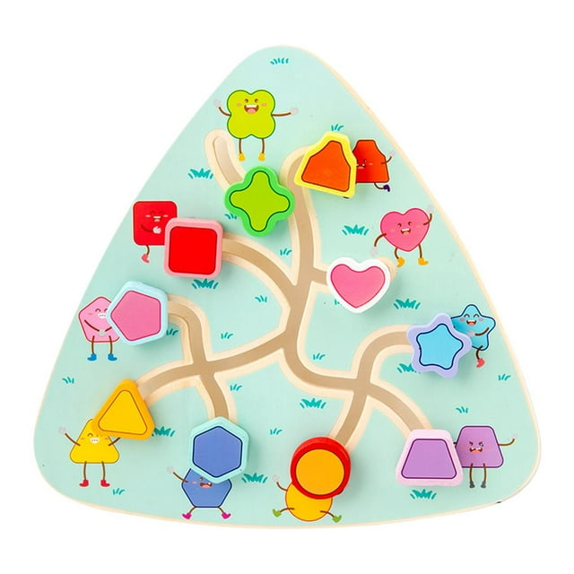 Rompecabezas Laberinto de madera Tablero Preescolar Matemáticas Aprendizaje Juguete educativo Reconocimiento de colores finos Juguete de viaje para regalo de 3 años forma Sunnimix Juguetes de laberinto de rompecabezas
