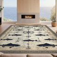 thumbnail image 2 of Design&I 8'x10' Washable Area Rug Sleek Flatweave Pet Friendly Fish Fishing Cabin Compass Weathered Waterway Chart Hooks Clownfish for King Size Bedroom, Under Bed, 2 of 7