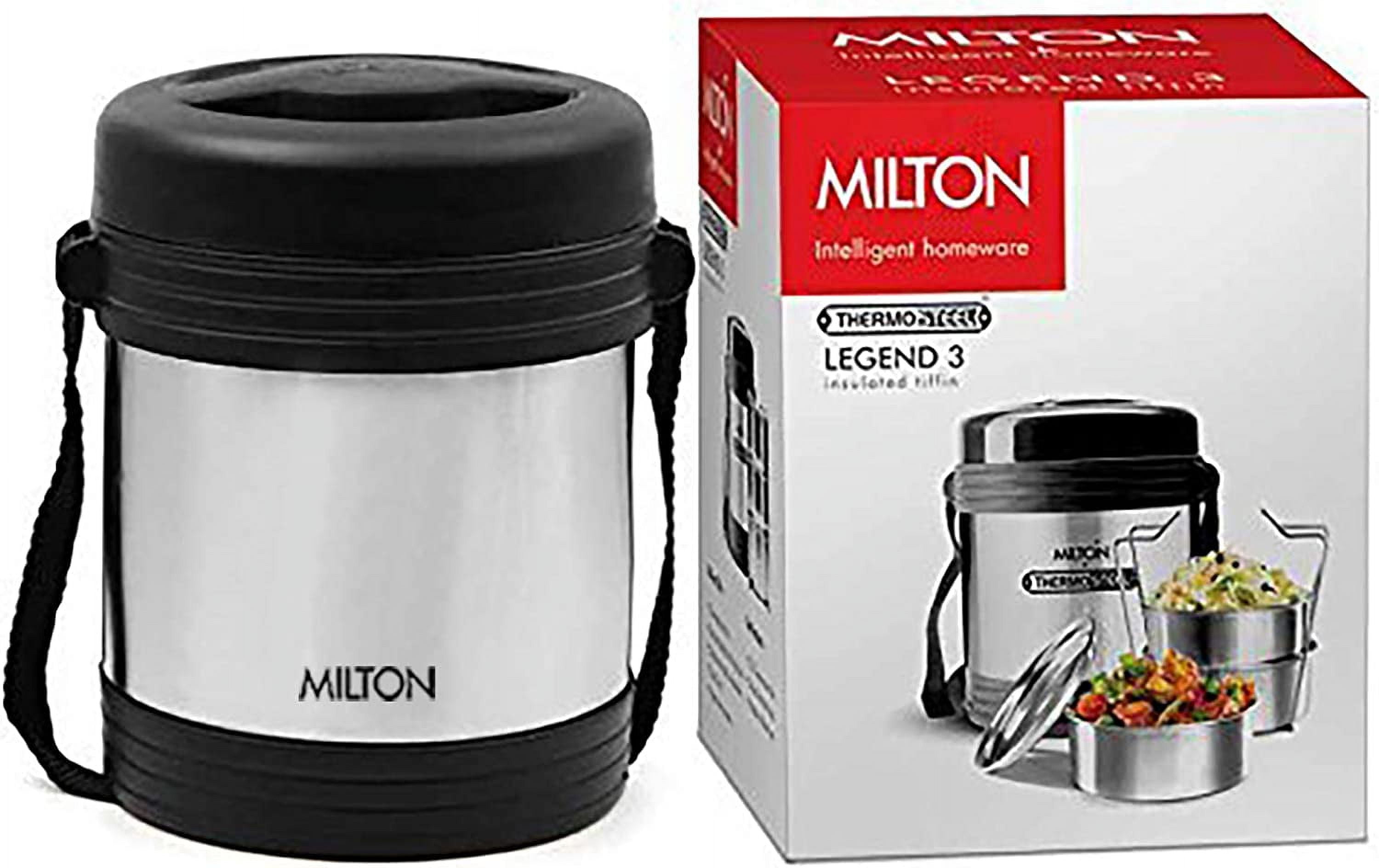 MILTON Thermosteel Royal 3 Insulated Tiffin Box, Steelplain