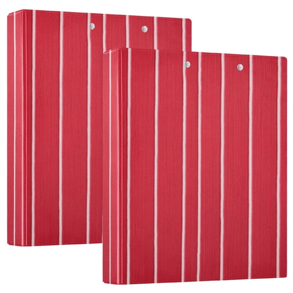 D-shaped Binder with 3 Ring - PVC Waterproof 1.5 in Binder with Clear Pocket, White Vertical Stripes 2 pack