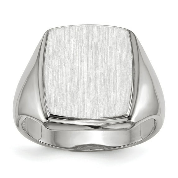 Solid 14k White Gold Engravable Signet Ring (14.8mm) - Size 11