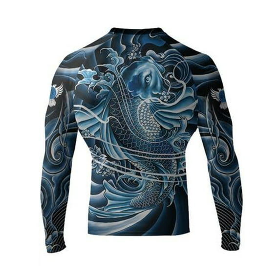 Raven Fightwear Men's Irezumi 2.0 Rash Guard MMA BJJ Blue