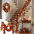 thumbnail image 1 of Guirnalda de hojas de arce de otoño | Decoración de coronas de ratán para Acción de Gracias | Tira decorativa de la cosecha del Festival de Otoño | Decoración moderna reutilizable de PVC para colgar, 1 of 7