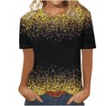 thumbnail image 1 of Fiudx Ofertas Flash Del Día Blusa de Manga Corta Estampada a La Moda para Mujer, Blusas Informales con Cuello Redondo, 1 of 3