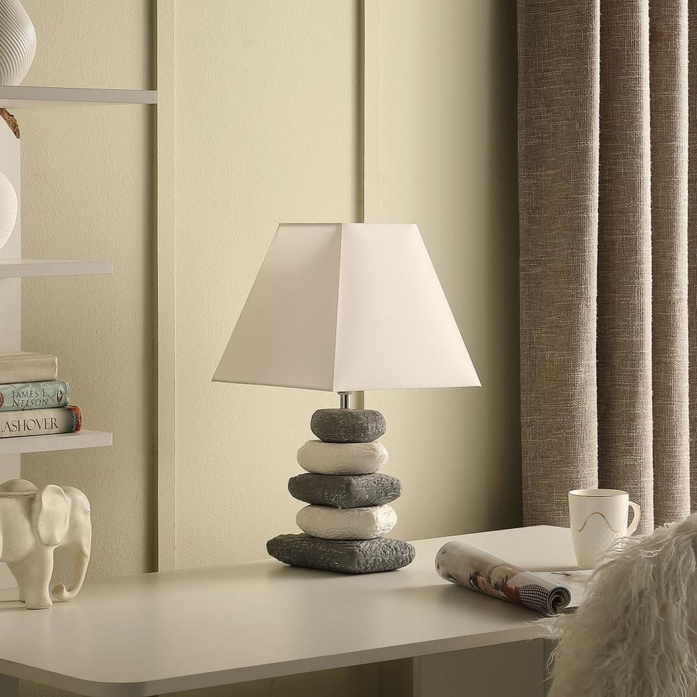 HomeRoots 468794 18 in. Organic Ceramic Pebbles Table Lamp, White & Gray - image 4 of 4