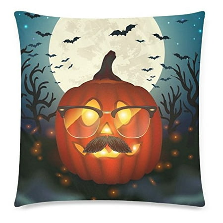 ZKGK Halloween Pumpkin Home Decor, Funny Pumpkin Wear Glasses Moon Pillowcase 20 x 30 Inches,Halloween Gift Pillow Cover Case Shams Decorative