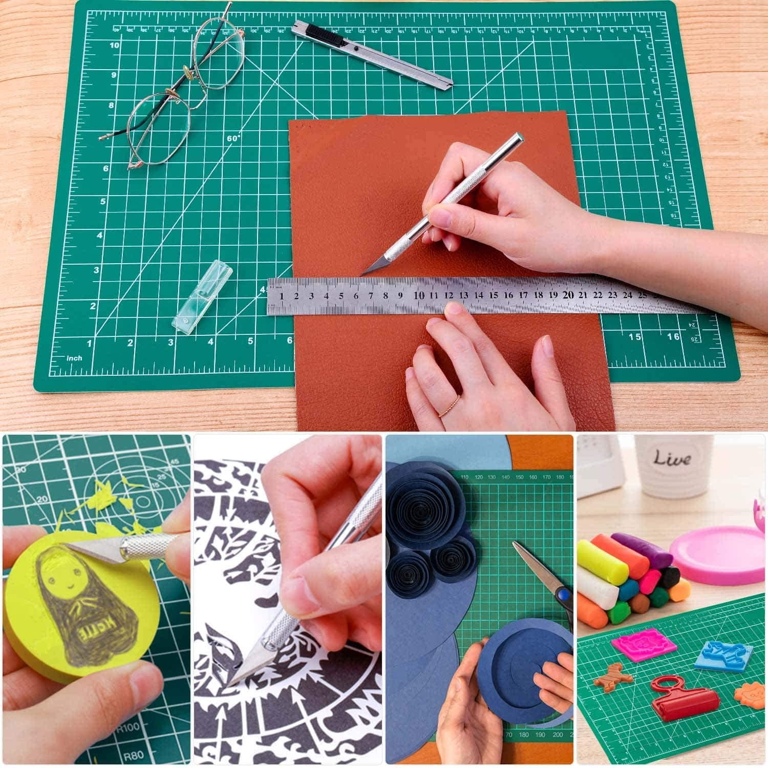 Self Healing Sewing Mat, 12inch x 18inch Rotary Cutting Mat Double Sided 5-Ply Craft Board for Crafts Hobby Fabric Precision Scrapbooking Project