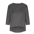 thumbnail image 5 of Mittory Women's Linen Summer Casual 3/4 Sleeve Blouse Loose Fit Crew Neck Tops, 5 of 7