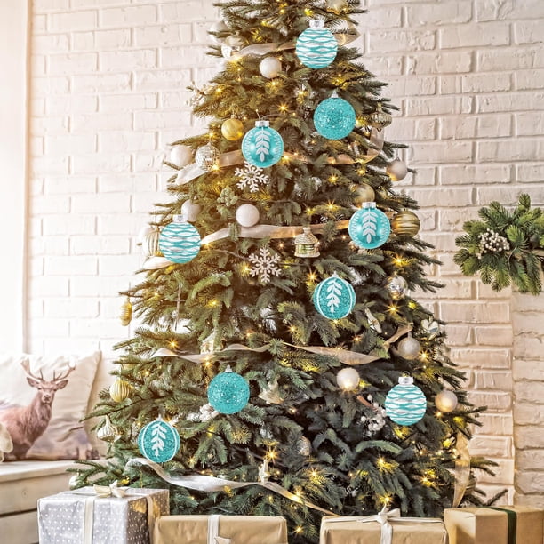 Juego de 9 Bolas Navideñas Irrompibles para Árbol de Navidad | Decoraciones Colgantes de Plástico En Rojo, Amarillo, Azul, Rosa, Blanco y Verde | Artículos Duraderos para Fiestas Navideñas | Decoraci
