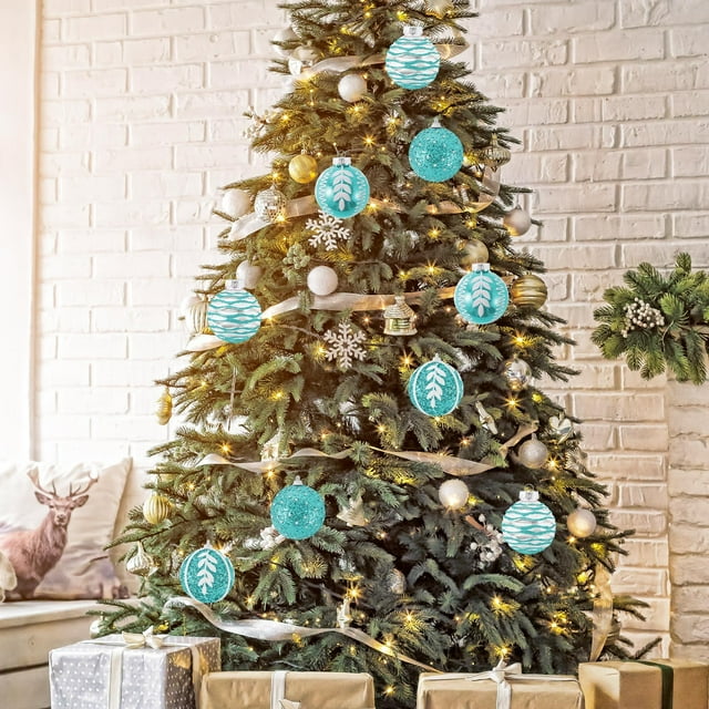 Juego de 9 Bolas Navideñas Irrompibles para Árbol de Navidad | Decoraciones Colgantes de Plástico En Rojo, Amarillo, Azul, Rosa, Blanco y Verde | Artículos Duraderos para Fiestas Navideñas | Decoraci