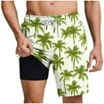 thumbnail image 2 of Mceream Mens Swim Trunks with Compression Liner Stretch 2 In 1 Board Shorts Waterproof Quick Dry Hawaiian Beach Shorts Elastic Waist Drawstring Bathing Suit with Pockets Swimwear Swimsuit Yellow S, 2 of 6