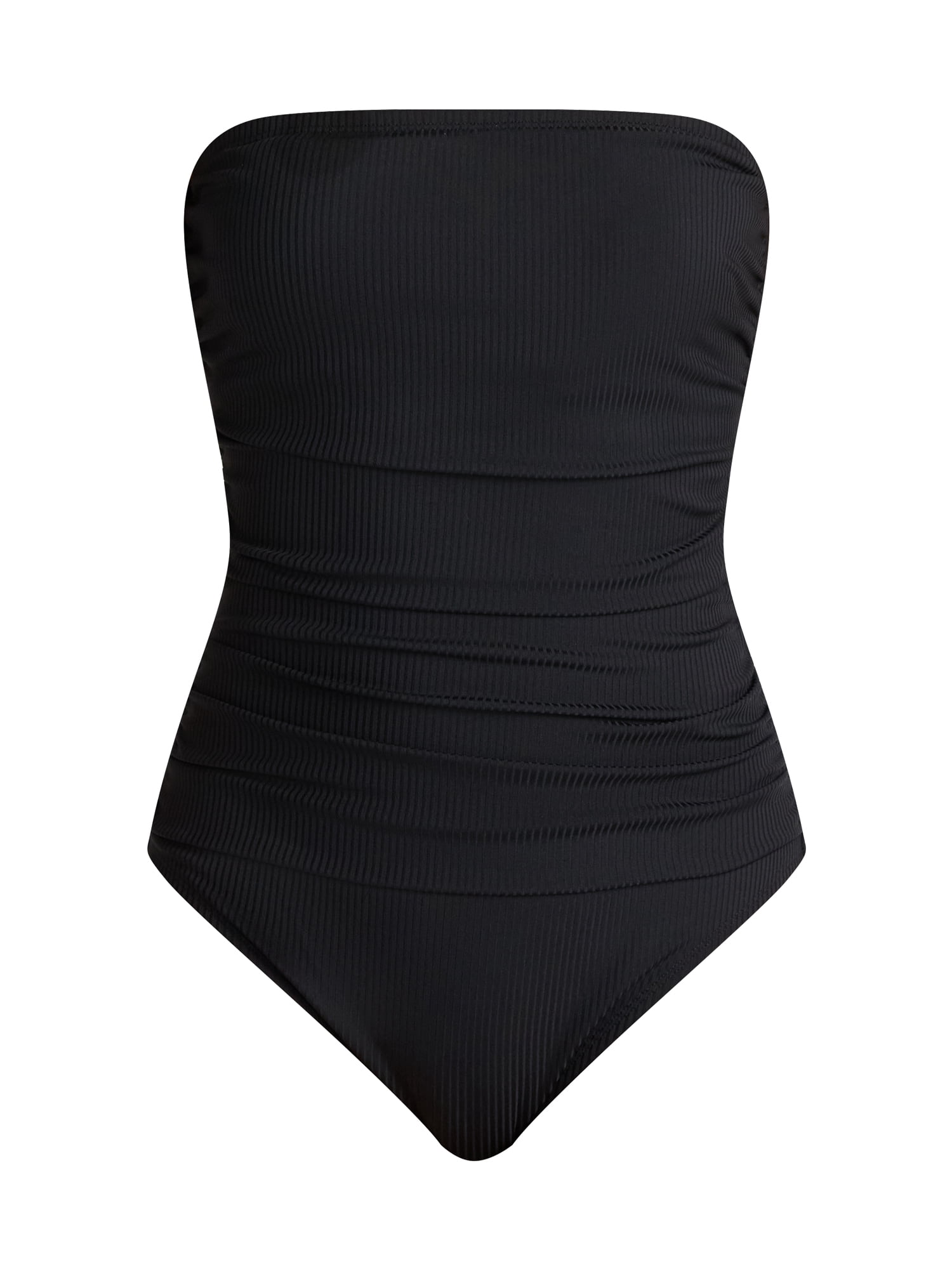 Time and Tru Women's and Women's Plus Ribbed Bandeau One Piece Swimsuit, Sizes XS-2X