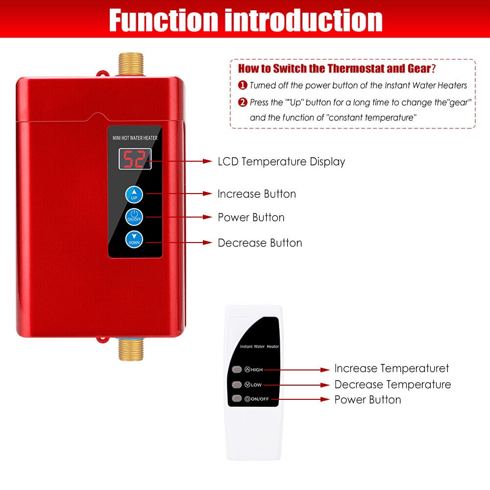 JahyShow 110V Kitchen Electric Hot Tankless Water Heater Sink Instant Boiler Bathroom (9.4x5.3x2.6 inches)
