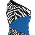 thumbnail image 3 of Angel-fashions Zebra Pattern Evening Dress Elegant One Shoulder Rhinestone Splicing Slit Wedding Party Gown Light Blue Small, 3 of 5