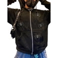 thumbnail image 2 of Sunloudy Women Spring Fall Coat, Rhinestones Skull/ Spider Print Long Sleeve Hooded Jacket with Zipper, 2 of 5