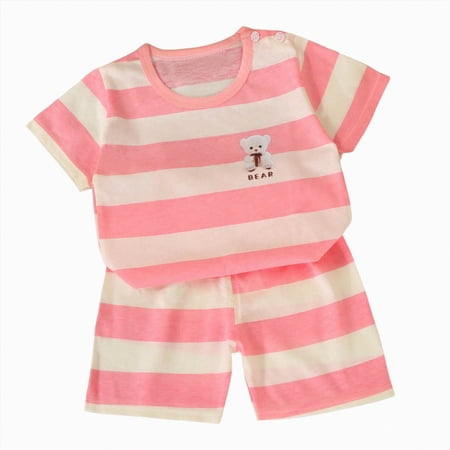 Linfrsh Toddler Baby Boy Clothes 3 6 9 12 18 Months 2 3T 4T Summer Spring Shirt Shorts Sleeves Set Outfits 2 PCS(Pink 6-9 Months)