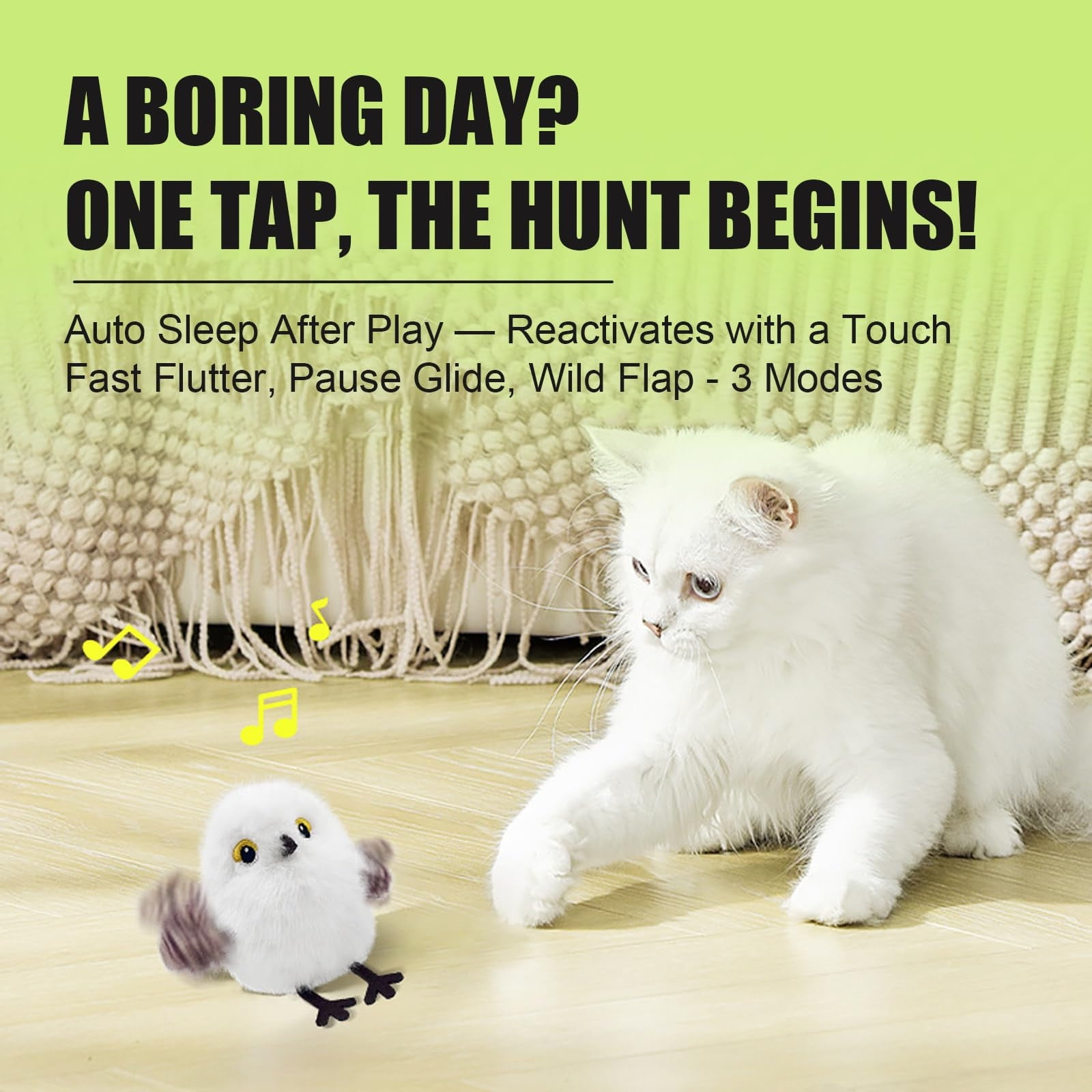 Interactive Cat Toys for Indoor Cats, Rechargeable Flying Bird Cat Toy with Catnip Bag for Bored Adult & Kitten Cats, Mental Physical Stimulation for All Breeds Play Chase Exercise