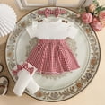 thumbnail image 2 of JUMEYU Baby Girls Dresses Infant Baby Girl Summer Clothes Sleeve Baby Girl Romper Headband 0 3 6 9 12 18 24 Months (Wine,12-18 Months), 2 of 6