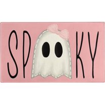 Halloween Door Mat,Spooky Ghost Pink Outdoor Mats for Front Door,Halloween Indoor Entrance Non-Slip Doormat,Halloween Entryway Welcome Rubber Mats for Front Porch Decor 30" x 17"