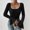 Black, variant on WIZUTIZ Fall Outfits Women Long Flared Sleeve Tops Sexy Slim Fitted Button down Square Neck Shirts for Women Solid Fashion Casual Blouse