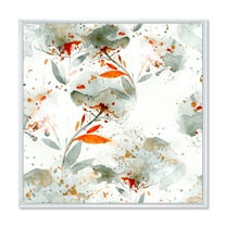 Designart 'Orange and Green Wildflowers I' Modern Framed Canvas Wall Art Print
