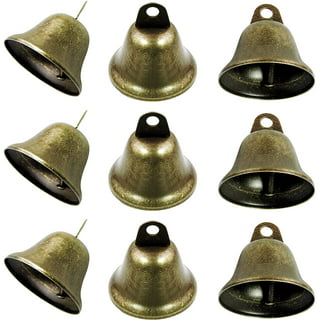 Craft Bells, 34pcs Bronze Jingle Bells Vintage Bells (1.7 inch x 1.5 inch) Small Brass Bells with Spring Hooks Hanging for Wind Chimes Housebreaking